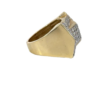 14k Yellow Gold and Diamond Men`s Ring with Round Diamonds