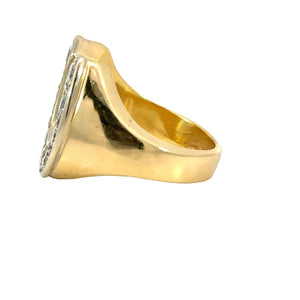14k Horse-shoe Yellow Gold Men's Ring with XL Round Diamonds