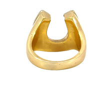 Load image into Gallery viewer, 14k Horse-shoe Yellow Gold Men&#39;s Ring with XL Round Diamonds