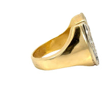 Load image into Gallery viewer, 14k Horse-shoe Yellow Gold Men&#39;s Ring with XL Round Diamonds