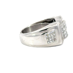 14k White Gold Men's Ring with Princess Cut Diamonds