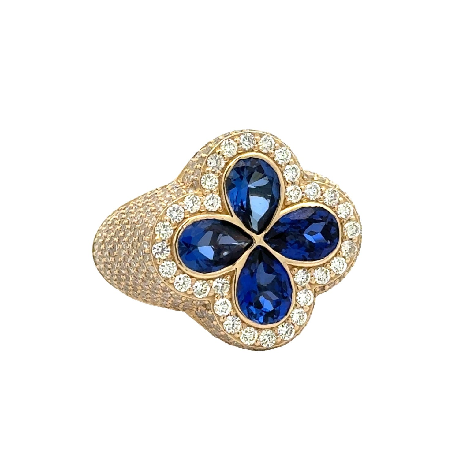 Gold and Diamond RIng with Diamonds and Multi-Colored Stones