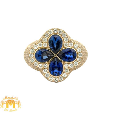 Gold and Diamond RIng with Diamonds and Multi-Colored Stones