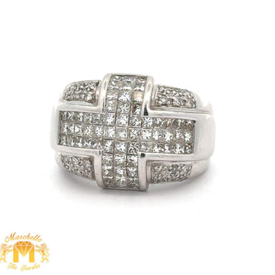 14k Whitegold Men's Ring with Princess Cut Diamonds