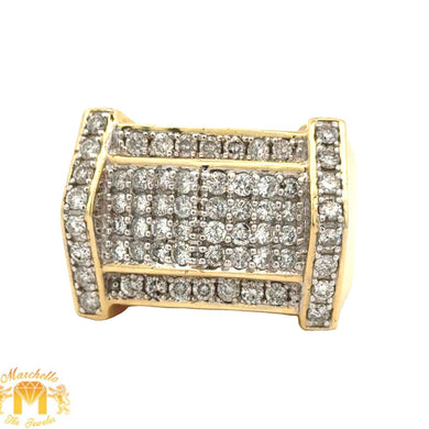14k Yellow Gold and Diamond Men`s Ring with Round Diamonds