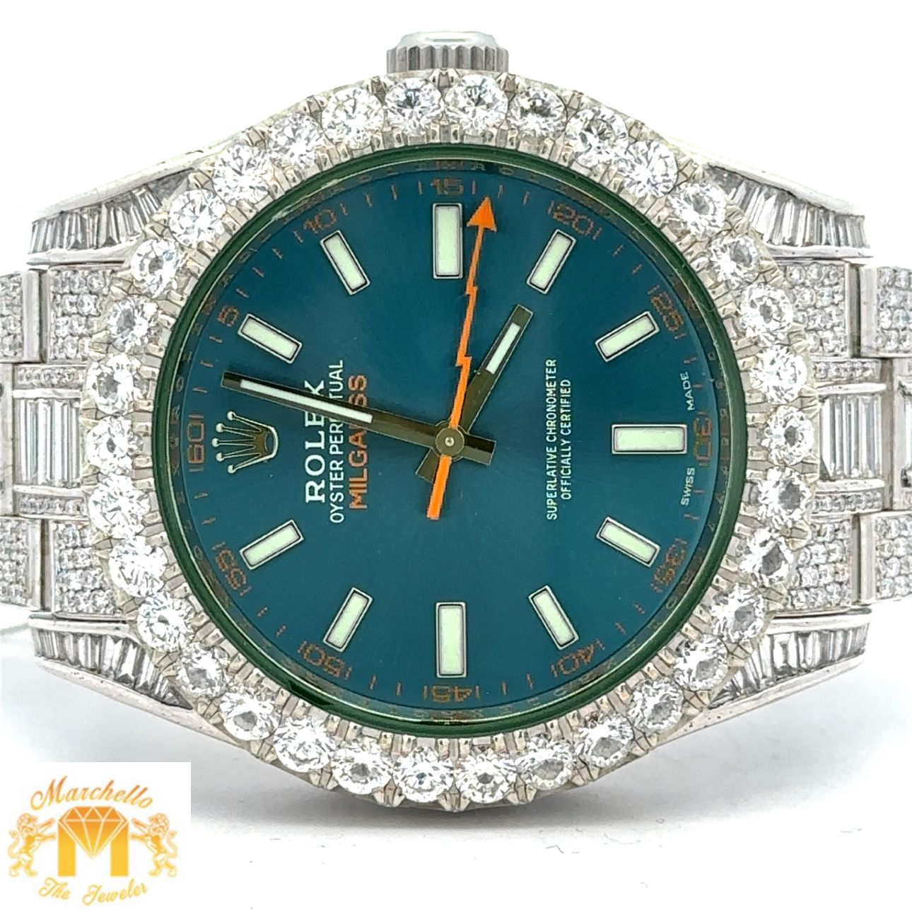 Iced out 40mm Rolex Diamond Watch with Stainless Steel Oyster Bracelet