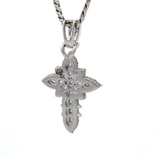 Load image into Gallery viewer, 18k gold and diamond Cross Pendant and 14k gold Cuban chain (choose your color)