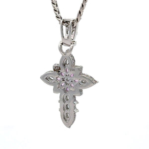 18k gold and diamond Cross Pendant and 14k gold Cuban chain (choose your color)