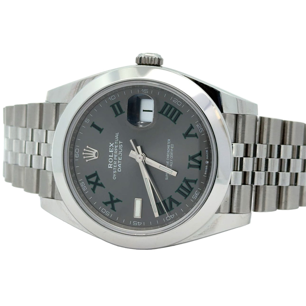 Rolex Datejust 41mm Model 126300 - Wimbledon Dial, Stainless Steel Jubilee Bracelet (2024, papers)