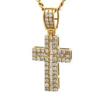 Load image into Gallery viewer, 14k gold and diamond Cross Pendant + Gold Cuban Chain (choose your color)(Thanksgiving Day Special)