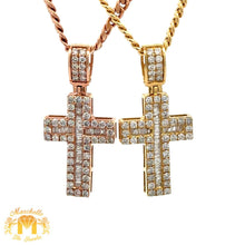 Load image into Gallery viewer, 14k gold and diamond Cross Pendant + Gold Cuban Chain (choose your color)(Thanksgiving Day Special)