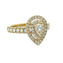 Load image into Gallery viewer, 14k Gold Double Halo Pear-Shaped Engagement Diamond Ring (pear-shaped solitaire center) (Thanksgiving Day Special) (choose your color)