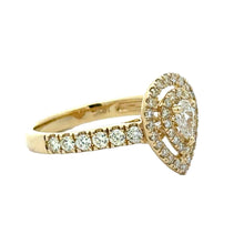 Load image into Gallery viewer, 14k Gold Double Halo Pear-Shaped Engagement Diamond Ring (pear-shaped solitaire center) (Thanksgiving Day Special) (choose your color)