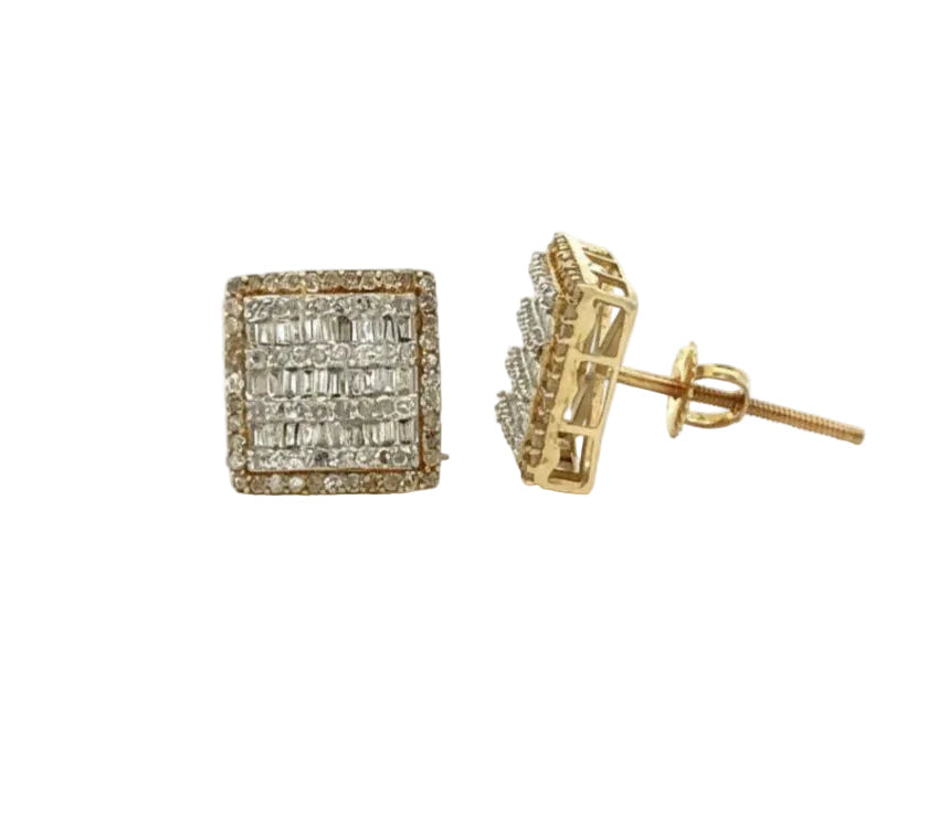 Gold and Diamond Square shape Earrings (choose your color)