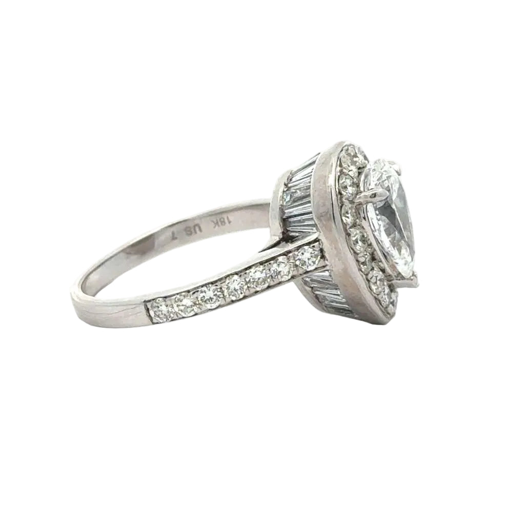 18K White Gold Lab Diamond Pear Shape Engagement Ring