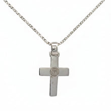 Load image into Gallery viewer, 14k White gold Cross Natural diamond pendant and chain