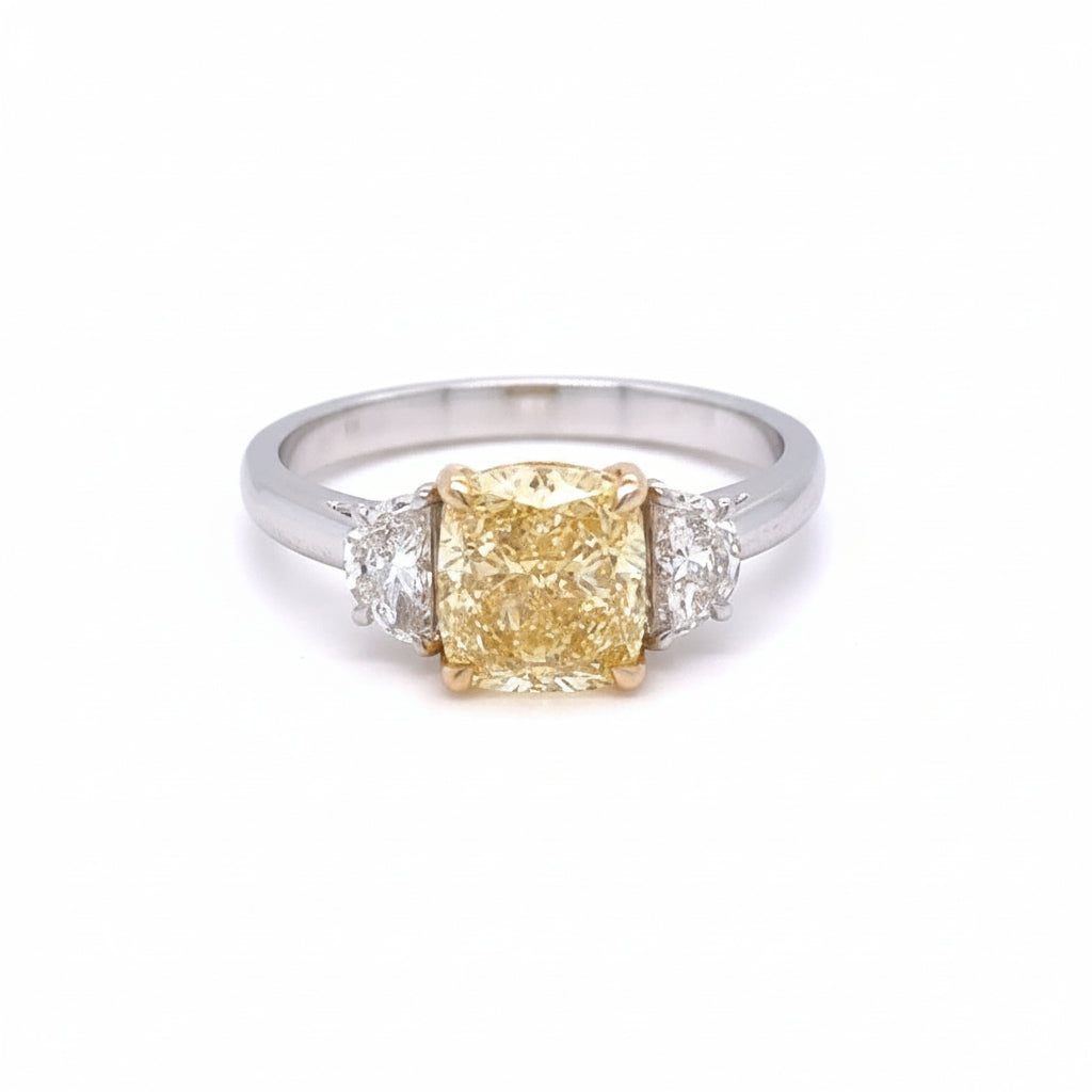 14kt White & Yellow Gold & Yellow diamond Engagement ring