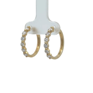 14k yellow gold and lab diamond Hoop Earrings