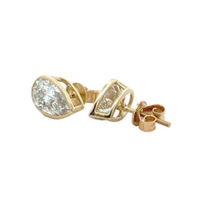 Load image into Gallery viewer, 14k yellow gold and lab Pear shaped diamonds earrings.