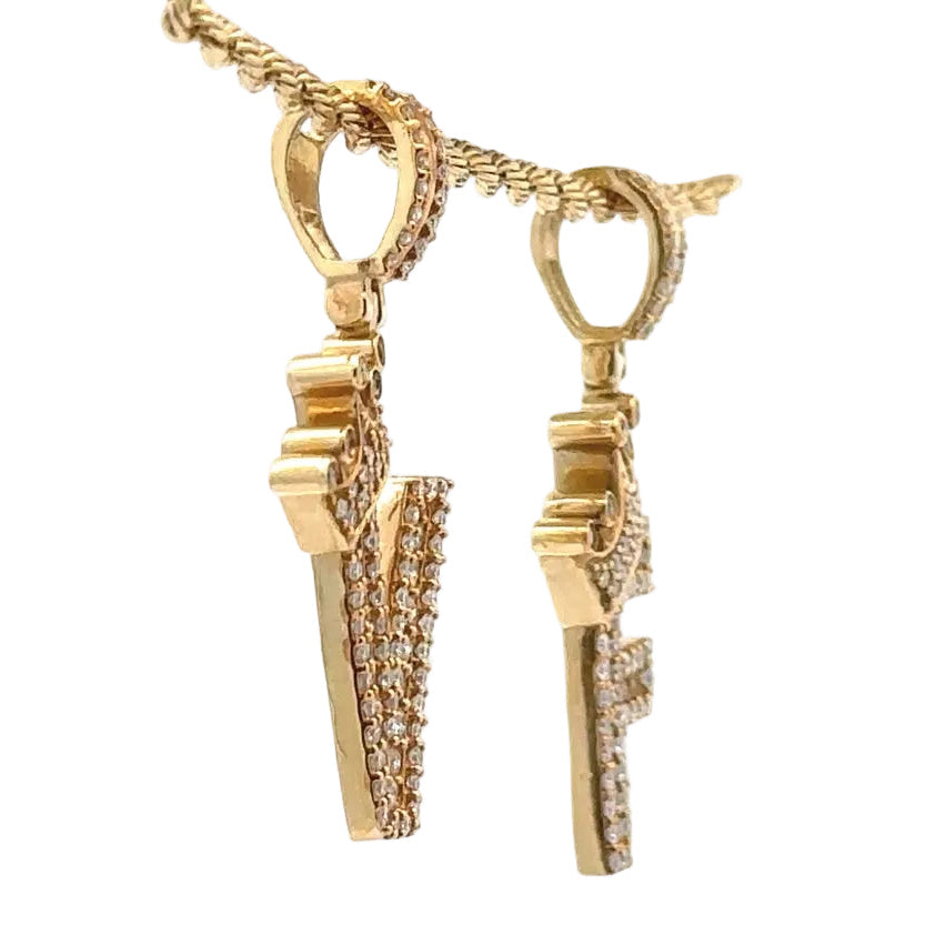 14k yellow gold and natural round diamonds Initial Pendant