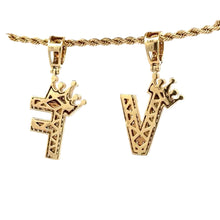 Load image into Gallery viewer, 14k yellow gold and natural round diamonds Initial Pendant