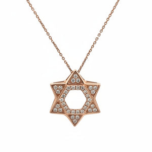 14k gold and natural round diamonds Star of David Pendant.