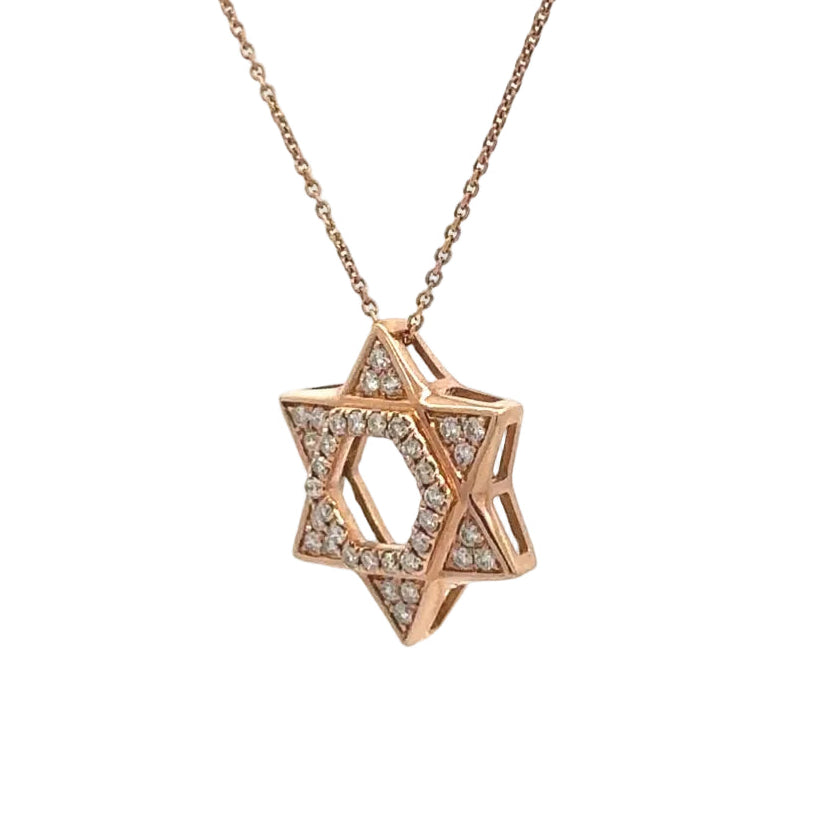 14k gold and natural round diamonds Star of David Pendant.