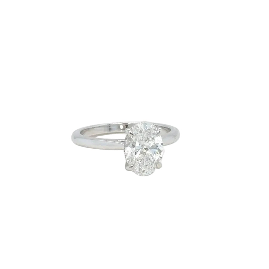 14k white gold and lab diamond engagement ring.
