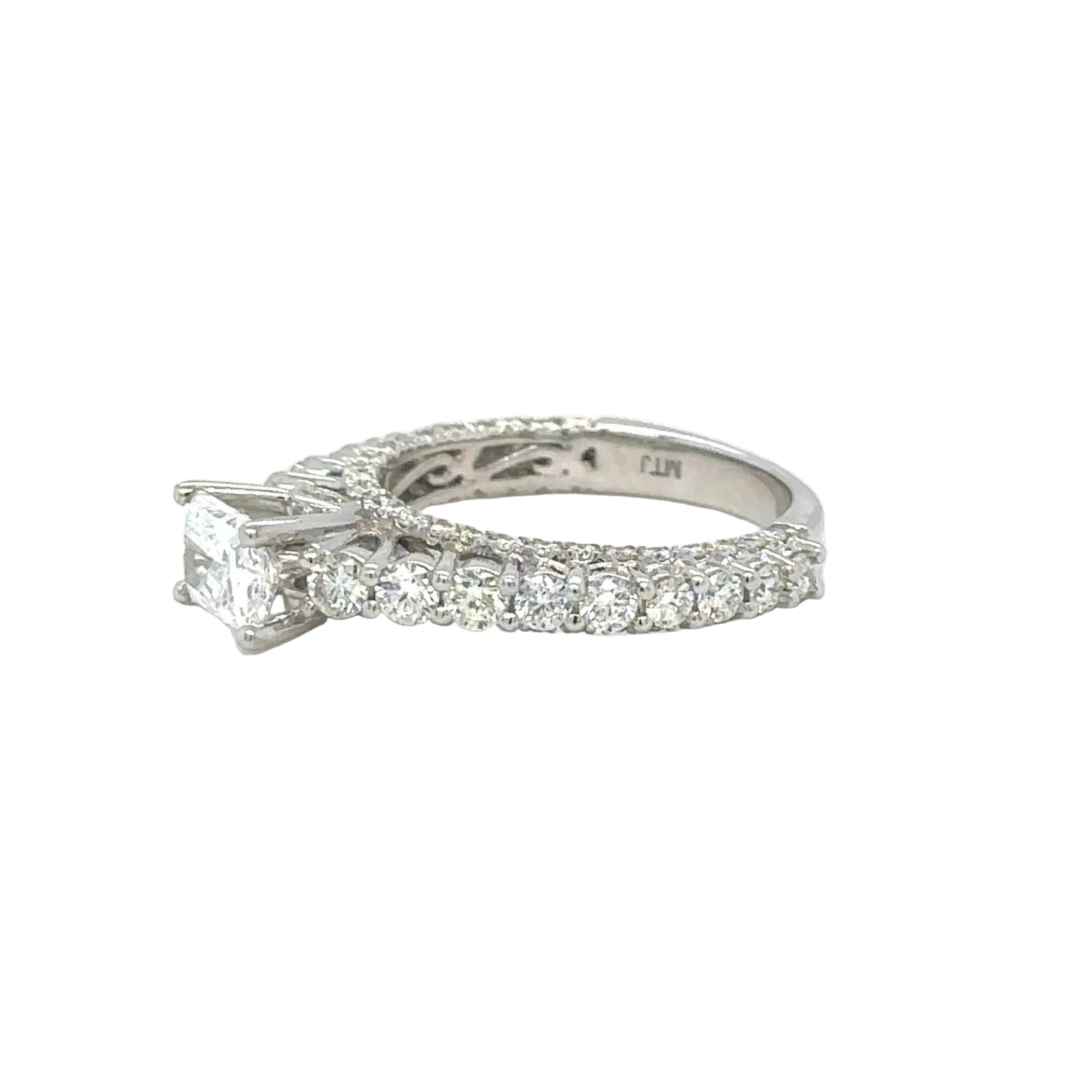 18k white gold and Luxury Cathedral style Halo lab diamond engagement ring