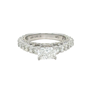 18k white gold and Luxury Cathedral style Halo lab diamond engagement ring