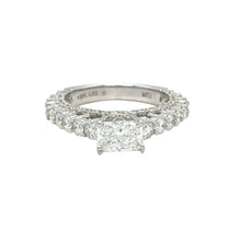 Load image into Gallery viewer, 18k white gold and Luxury Cathedral style Halo lab diamond engagement ring
