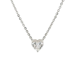 14k White Gold and Diamond Heart Shaped Necklace