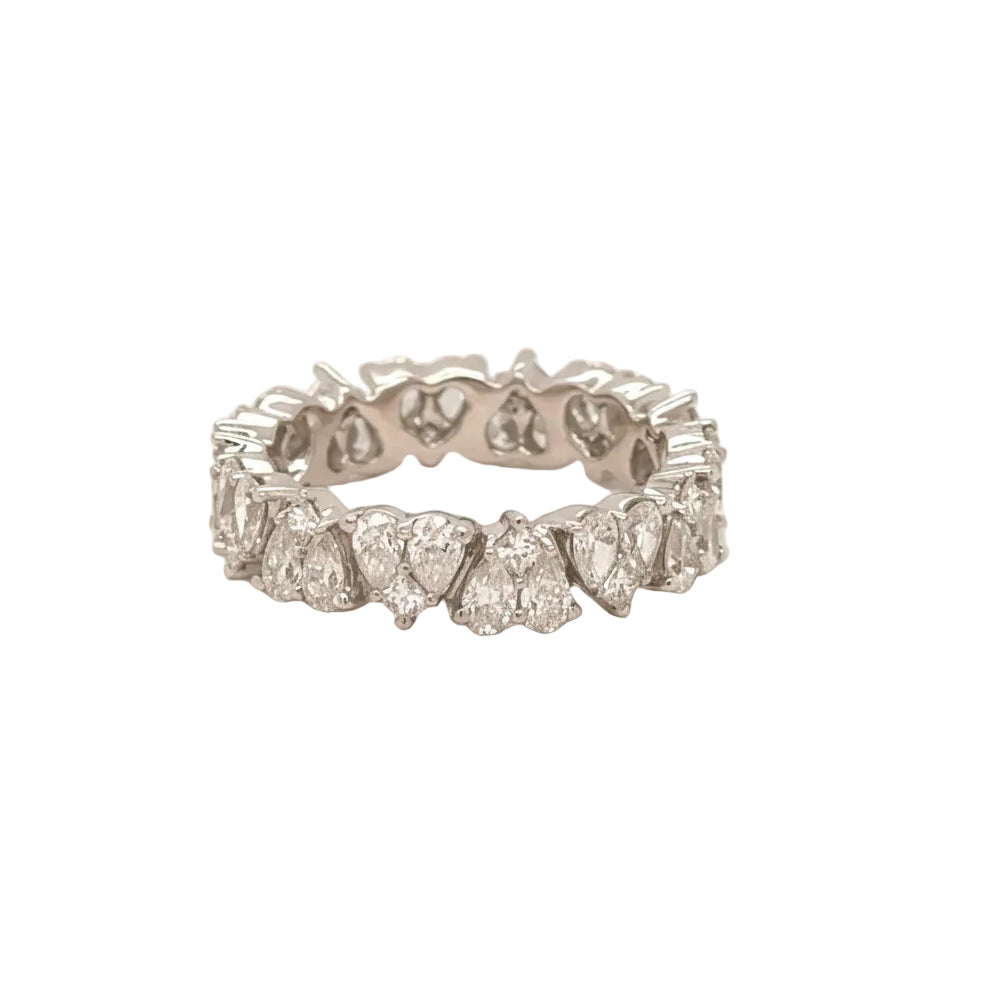 18k Gold and Natural diamonds Heart Eternity Ring( Choose your color)