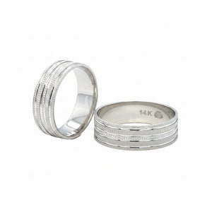His and Hers 14k White Gold Wedding Band Rings