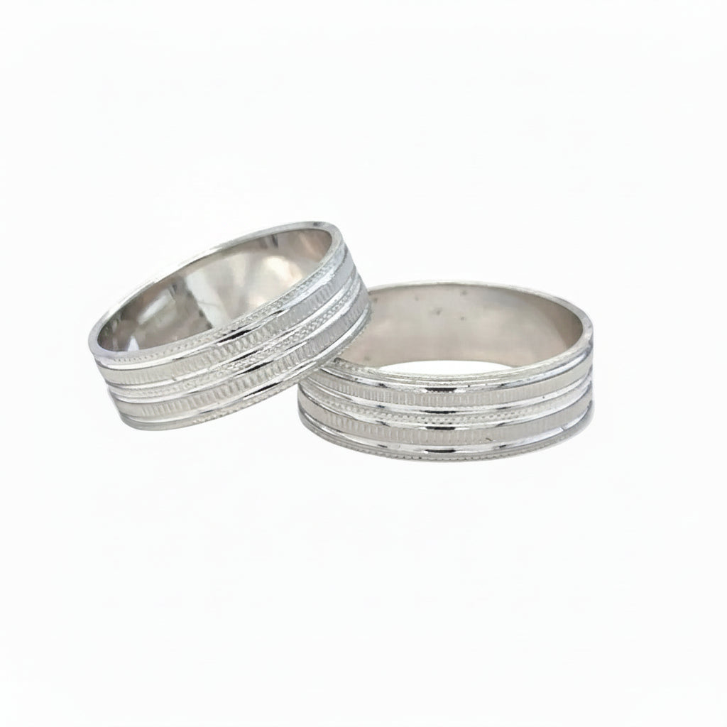 His and Hers 14k White Gold Wedding Band Rings