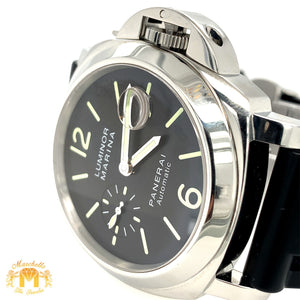 44mm Panerai Luminor Marina Stainless Steel Automatic Watch with Black Rubber Band  (papers)