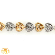 Load image into Gallery viewer, Gold and Diamond Heart Link 8.6mm Bracelet (choose your color)