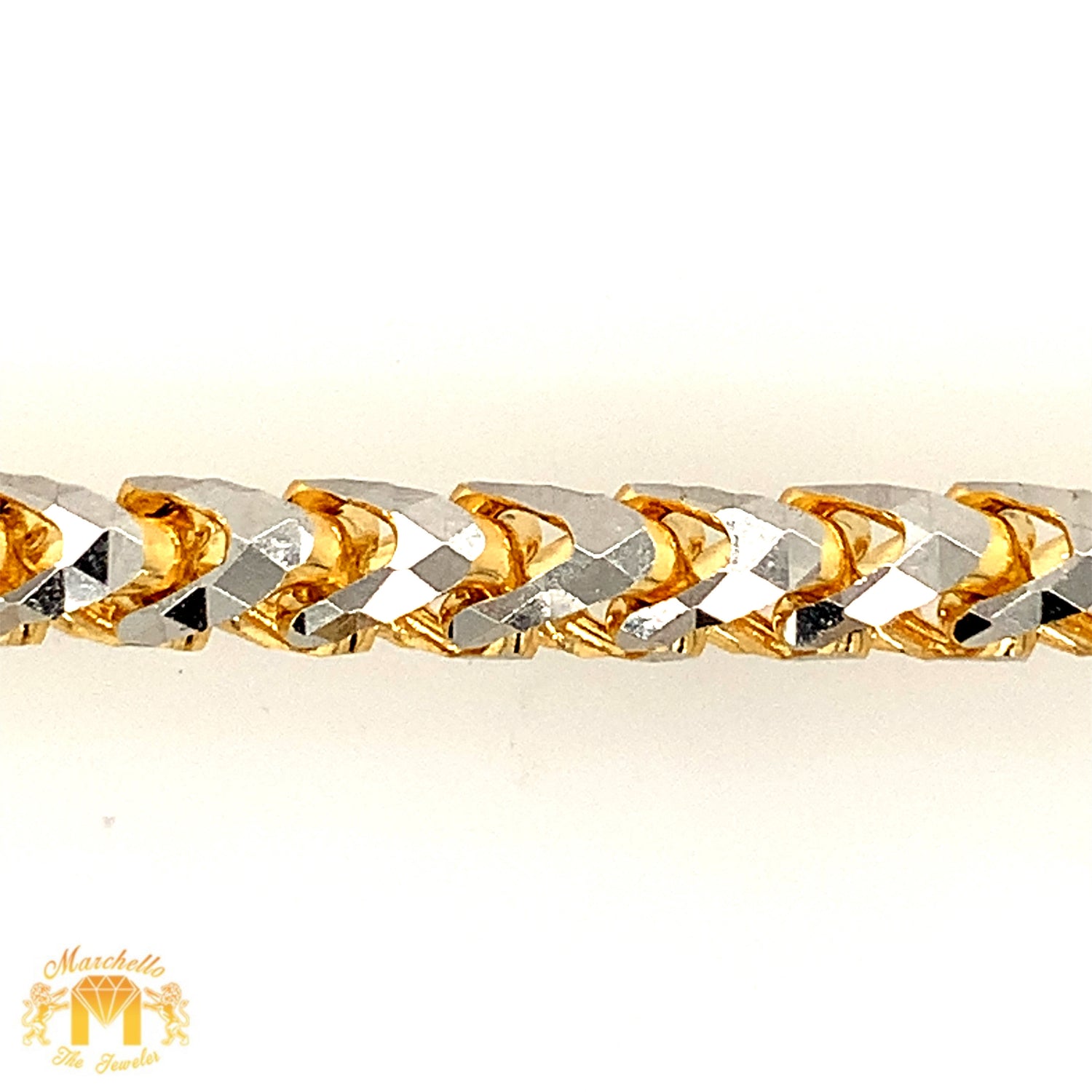 6mm 14k Two-tone Gold Solid Prism-cut Franco Chain