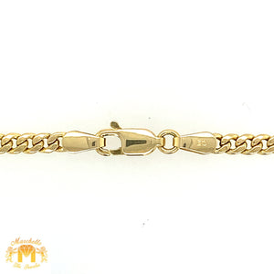 14k Gold and Diamond Cross Paired with Gold Cuban Link Chain (choose gold color)