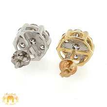Load image into Gallery viewer, Gold Flower Shaped Diamond Earrings (pick gold color)