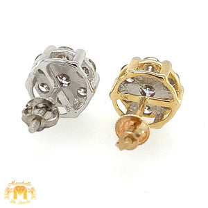 Gold Flower Shaped Diamond Earrings (pick gold color)