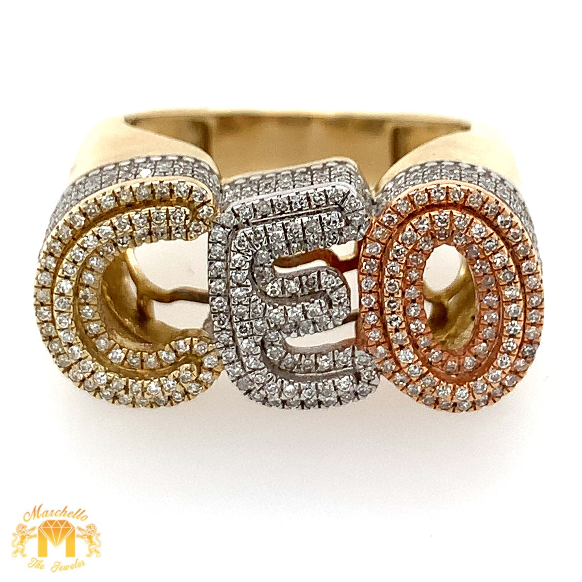Ceo 7 Rings Tri-color Gold and Diamond CEO Ring – Marchello The Jeweler