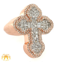 Load image into Gallery viewer, Gold 3D Cross Ring with stunning VS/SI clarity baguettes and round diamonds(pick gold color)