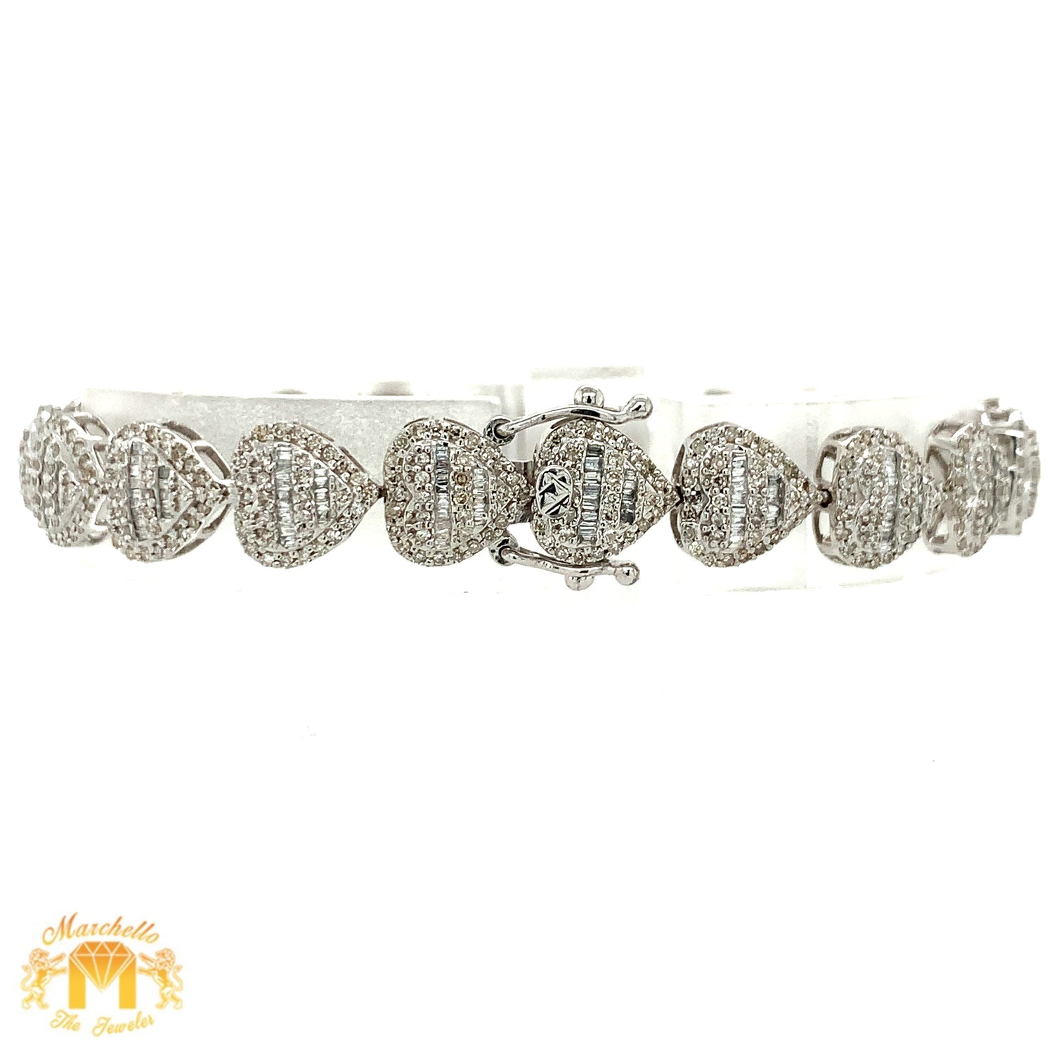 Gold and Diamond Heart Link 8.6mm Bracelet (choose your color)