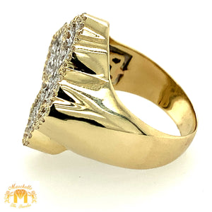 Gold 3D Cross Ring with baguette and round diamonds