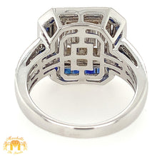 Load image into Gallery viewer, VVS/vs high clarity diamonds set in a 18k White Gold Ladies&#39; Coctail Ring with Blue Sapphire (extra large VVS baguettes)