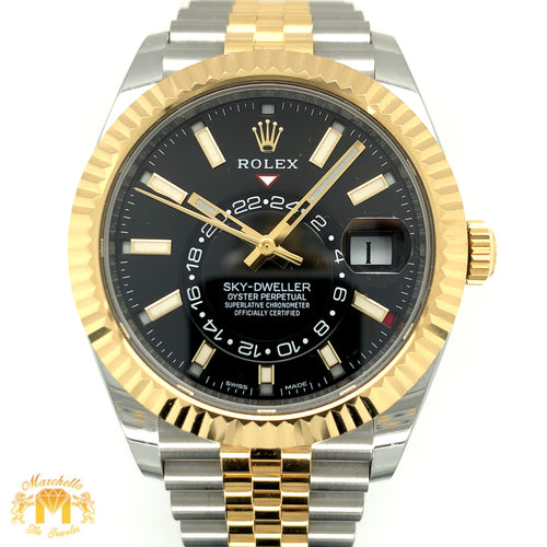 42mm Rolex Sky-dweller Watch with Two-tone Jubilee Bracelet (year:2021, black dial)