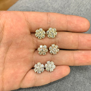 14k Gold Round Diamond Earrings (clover setting, pick gold color)