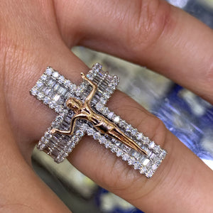 Two-tone Gold Crucifixion Diamond Ring