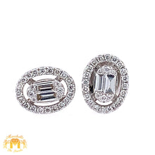 Load image into Gallery viewer, 18k White Gold and Diamonds Oval Earrings with a Halo